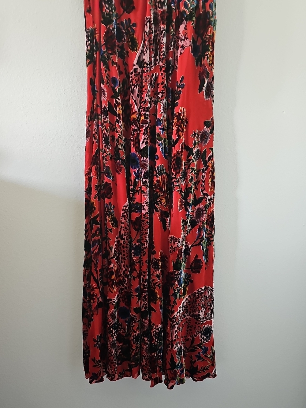 Johnny Was Red Floral V-Neck Maxi Dress with Black & Purple Accents - Picture 9 of 10